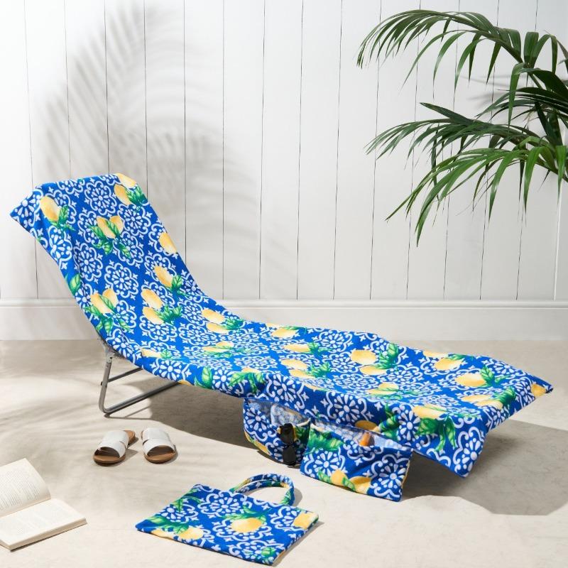 Absorbent Pool Lounge Recliner Chair Cover Beach Chair Cover Quick-drying Microfiber Beach Towel Outdoor Towel with Handbag
