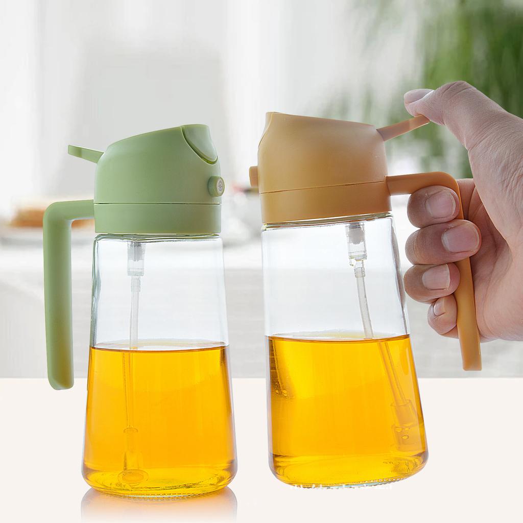600ml Glass Spray Oil Sprayer Bottle 2 In 1 Spray Oil Dispenser Jar Kitchen BBQ Seasoning Container Dispenser Barbecue Cooking