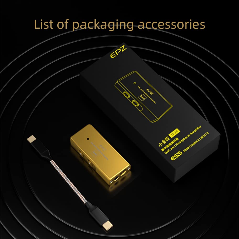 Hifi Kingdom EPZ TP30 Portable Headphone Amplifier Dual Android Only Type C 32bit/768Khz/DSD512 3.5mm&4.4mm Output, (GOLD)