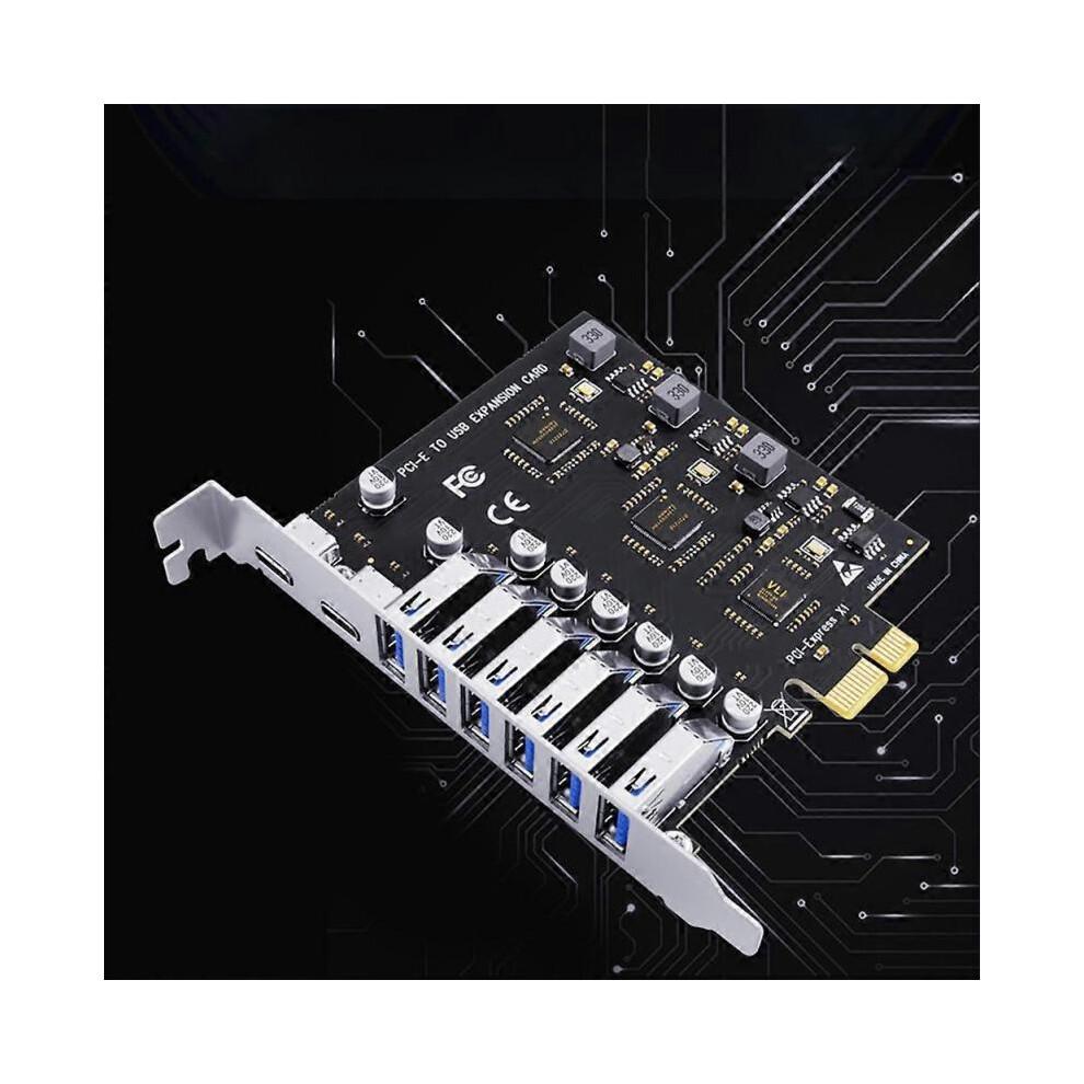 USB 3.2 och Typ C PCI-E expansionskort PCIE till USB-kontroller 6 portar + 2 portar USB-C 3.2 PCI-E kort A
