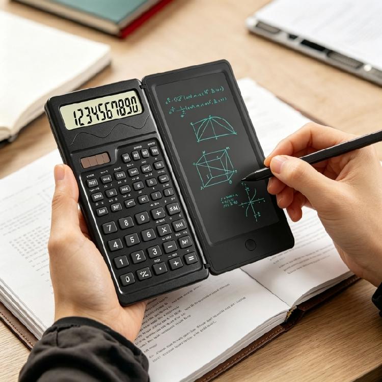 Writing Pad Scientific Calculator 2 In 1 Tool 65mm Display Screen Solar or Battery Power For Work Study