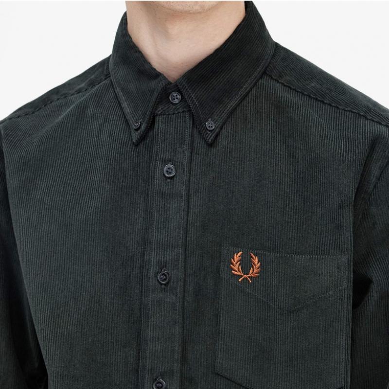 Fred Perry Corduroy Shirt Night Green Afpm2438726 Q20