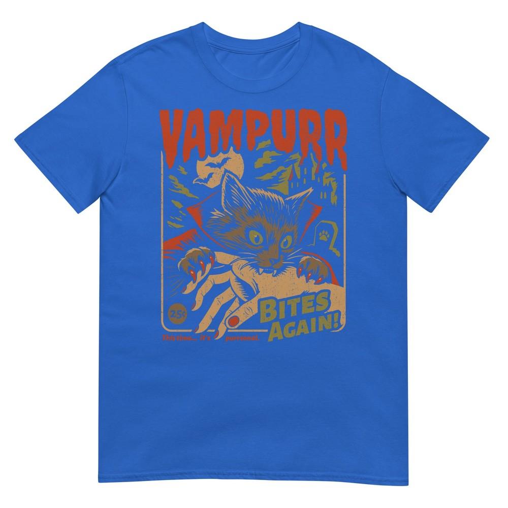 Vampurr Bites Again Funny Cat Halloween Vintage Graphic TShirt