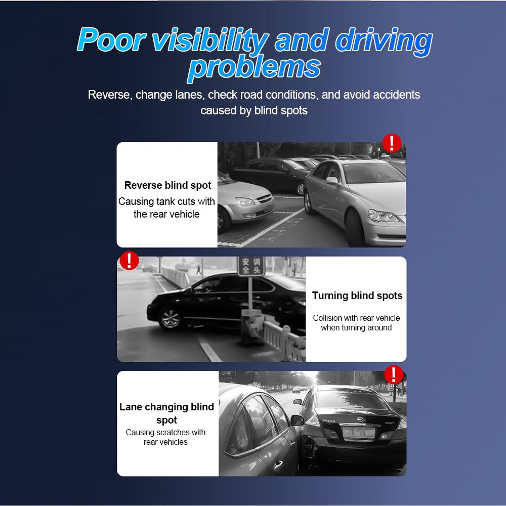 זוג מראות שטח מת לרכב HD 360 מעלות קמורות זווית רחבה כוס יניקה מתכווננת מראה אחורית אוטומטית עוזר חניה