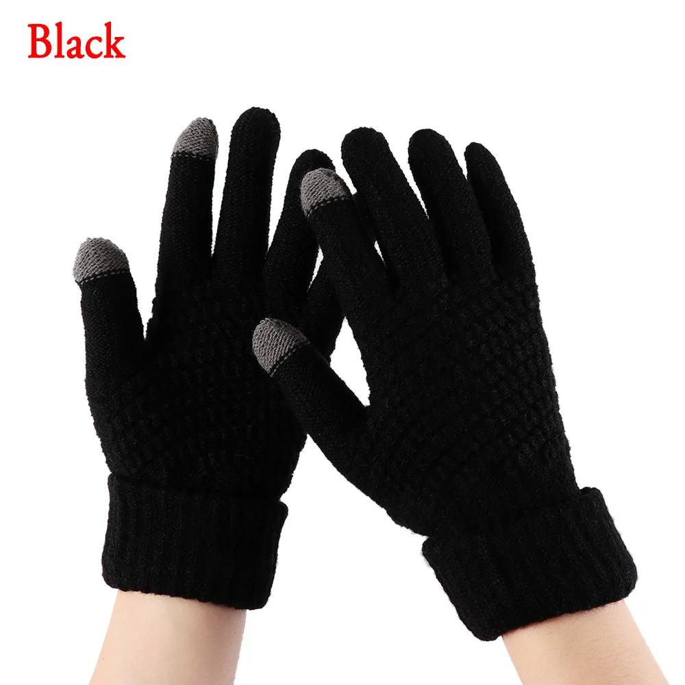 Elastic Full Finger Gloves Warm Thick Cycling Driving Women Men Winter Warm Knitted Woolen Outdoor Gloves
