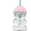 Bear Glass Cup Juice Glasses Clear Novelty Adorable Versatile Beverage Container with Lid for