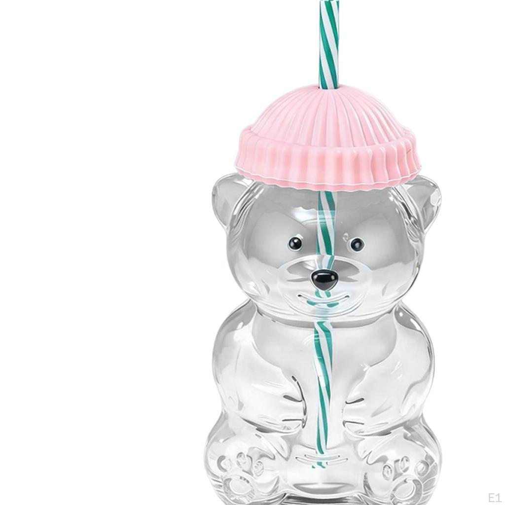 Bear Glass Cup Juice Glasses Clear Novelty Adorable Versatile Beverage Container with Lid for