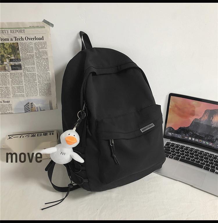 

2022 Spring Trend Unisex Schoolbag: Simple Large Capacity Nylon Travel Backpack No Accessories чорний