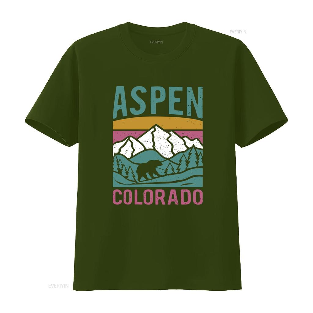 Aspen Colorado T Shirt Ski Winter Bachelorette Apres Trip Crewneck Resort Mountain Bear Print vintage Washed