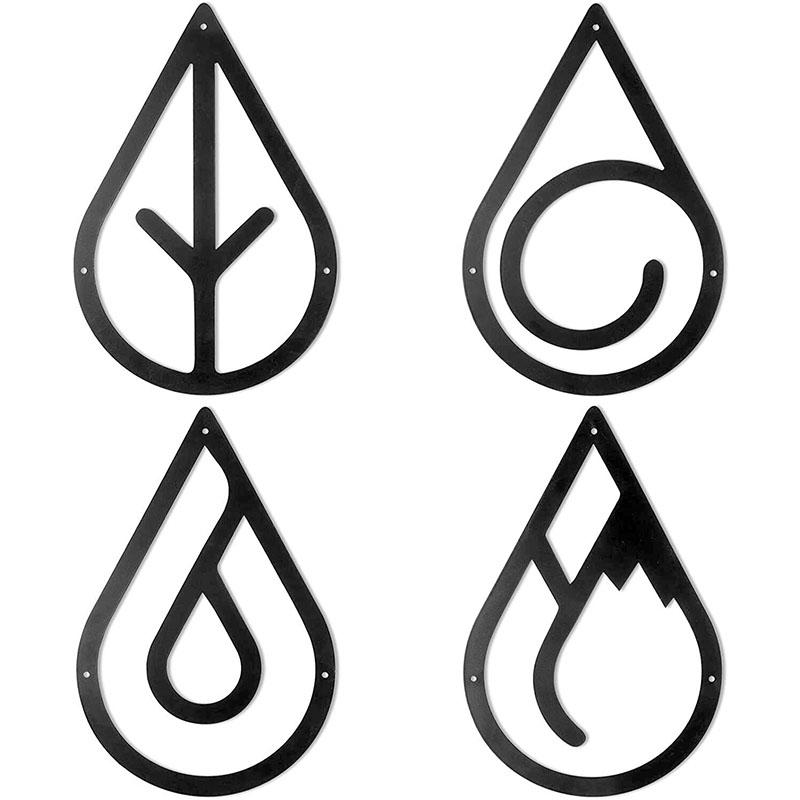 

Четыре элемента, металлические настенные рисунки, черный металлический настенный декор, подвесные элементы, металлический декор