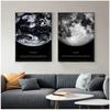 Canvas Painting Black and white poster of the moon Earth seen from space living room decoration wall Scandinavian painting