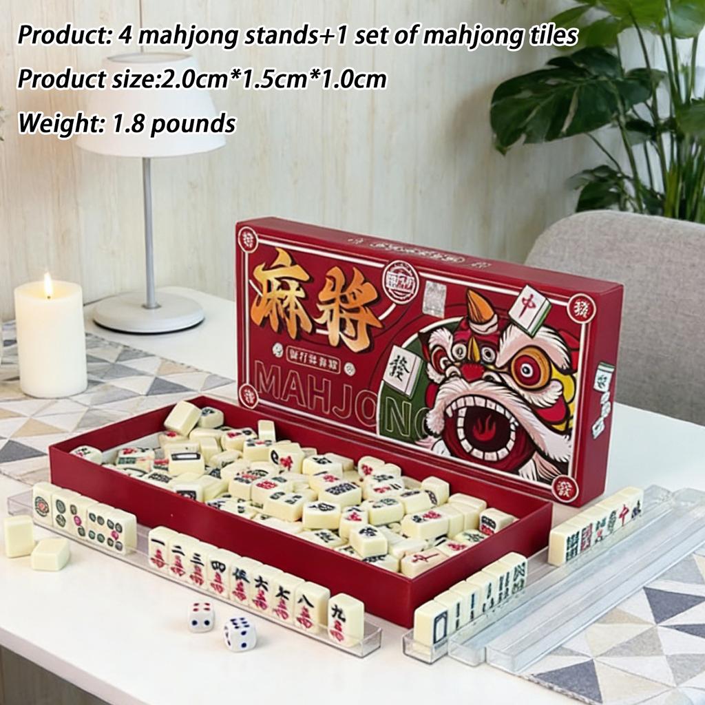 Draagbare Mahjong, Tafelspellen Draagbare Reisset 144 Stukken Chinese Mahjong Klassieke Traditionele Chinese Domino's Tafelspellen voor Thuis