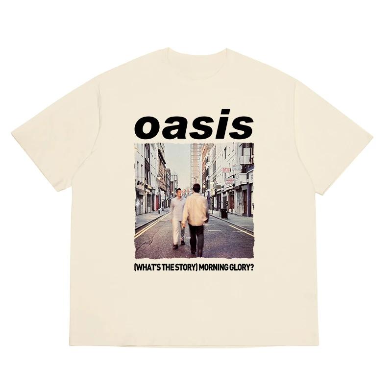

Літня чоловіча футболка: Бавовняна футболка Oasis Band, повсякденна ретро з коротким рукавом, м яка та вільна футболка для чоловіків M