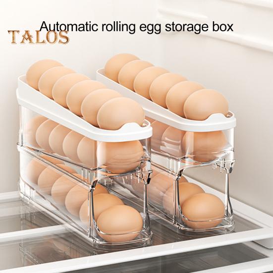 Stojan na vejce do lednice Velká kapacita Průhledný design Vícevrstvý Automatické rolování Organizér na vejce do lednice