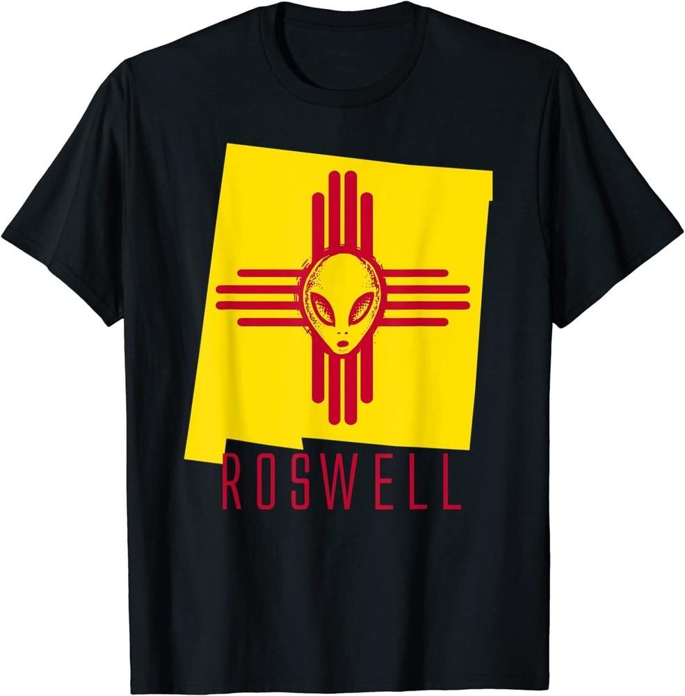 Roswell, New Mexico Flag Space Aliens NM Science Fiction T-Shirt Size S-5XL Unisex T-Shirt L