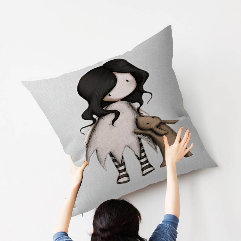 Cute Girls SSantoro Gorjuss Cushion Cover Car Throw Pillow Case For Sofa Car Christmas Gift 40x40cm 45x45cm