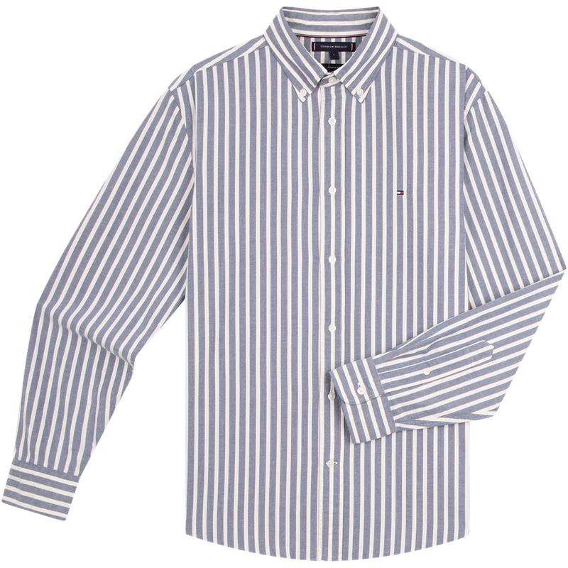 

Мужская рубашка Tommy Hilfiger в полоску из байки с длинным рукавом M