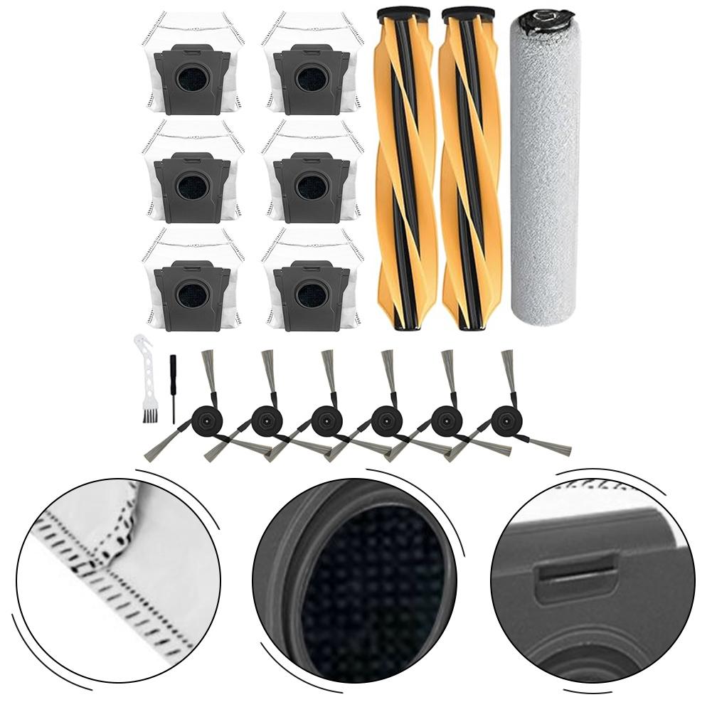 For Mova Z60 Ultra Robotic Vacuum Cleaner Replacement Roller Brush, Side Brush, Rubber Main Brush Dust Bag Cleaning Tool Set