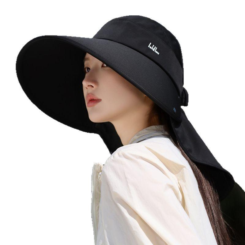 Sommerhut Damen Outdoor Extra Große Krempe Sonnenhut Nackenschutz Gesichtsschutz Sonnenschutzhut Schatten Schal Hut