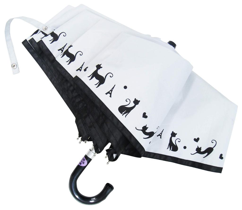 Okamoto Harajuku Store UV Light Completely Light Blocking Sun and Rain UV Blocking Cuts Over of UV Cat Mini White Parasol, Protection, 100% Blocking,