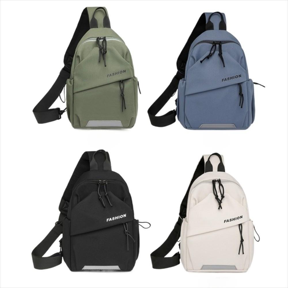Solid Color Shoulder Crossbody Bag Multifunctional Sports Knapsack Cool Nylon Chest Bag  Male