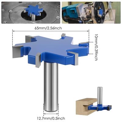 1 Stück 1/2" Schaft 10mm Schaft 6 Schneiden T-Nutfräser Holzbearbeitungswerkzeug Oberfräserbits Für Holz Industriequalität Fräser