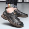Mens Casual Leather Shoes 2026 Trendy British Style Round Toe Low Cut Soft Sole