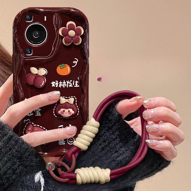 Applicable To Huawei Mate60pro Mobile Phone Case P50/30 Flower Girl Doll Lanyard Nova11 Glory 90/80