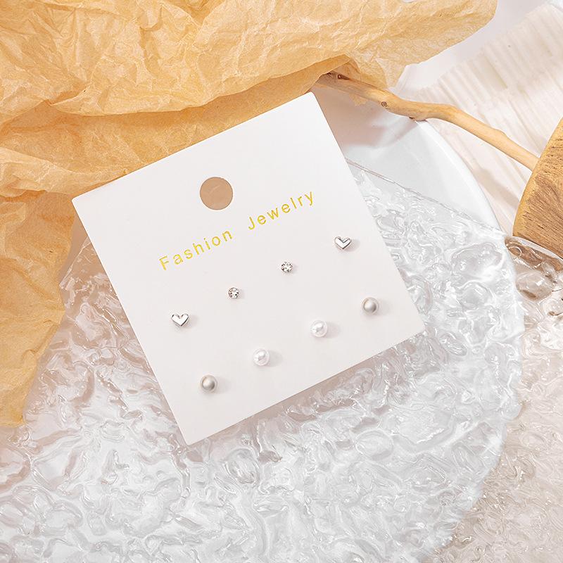 Small And Simple Pearl Stud Earrings Set, Sweet Temperament Mini Rhinestone Pearl Earrings Earrings.