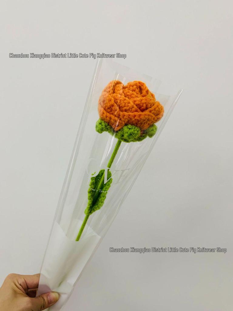 Hand-Knitted Gradient Rose Crochet Bouquet - Preserved Artificial Flowers Valentine's Gift
