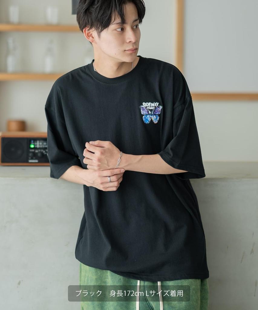 IMPROMES Casual SIDEWAYSTANCE Art Butterfly Short Sleeve T-Shirt, Men's, White