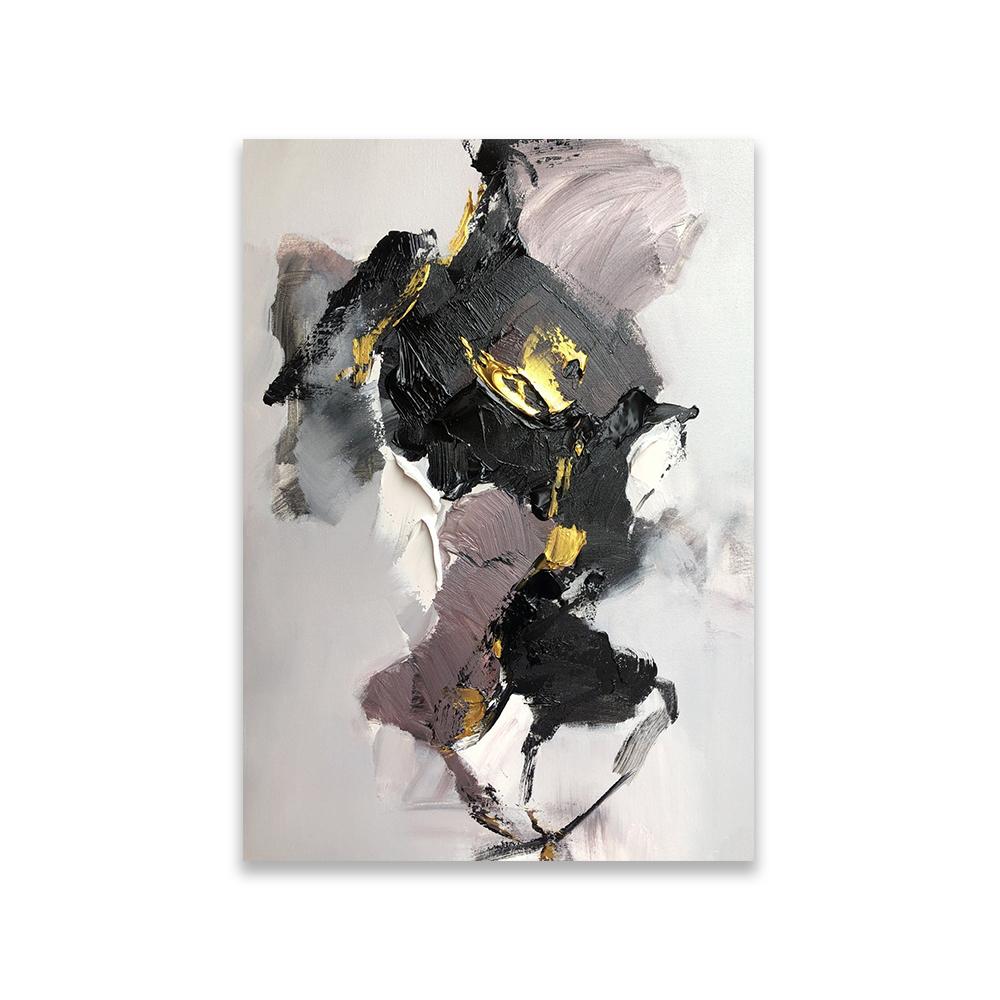Large Textured Abstract Print Canvas Painting Black Abstract Painting Gold Minimalist Abstract Art Wall Art Modern Bedroom Decor 21X30CMNo Framed