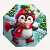 1pc Penguin Ice Skating Christmas Automatic Folding Umbrella,Lightweight Retractable Compact Travel Umbrella,8-Rib Sturdy Frame, Fine Outdoor Umbrella