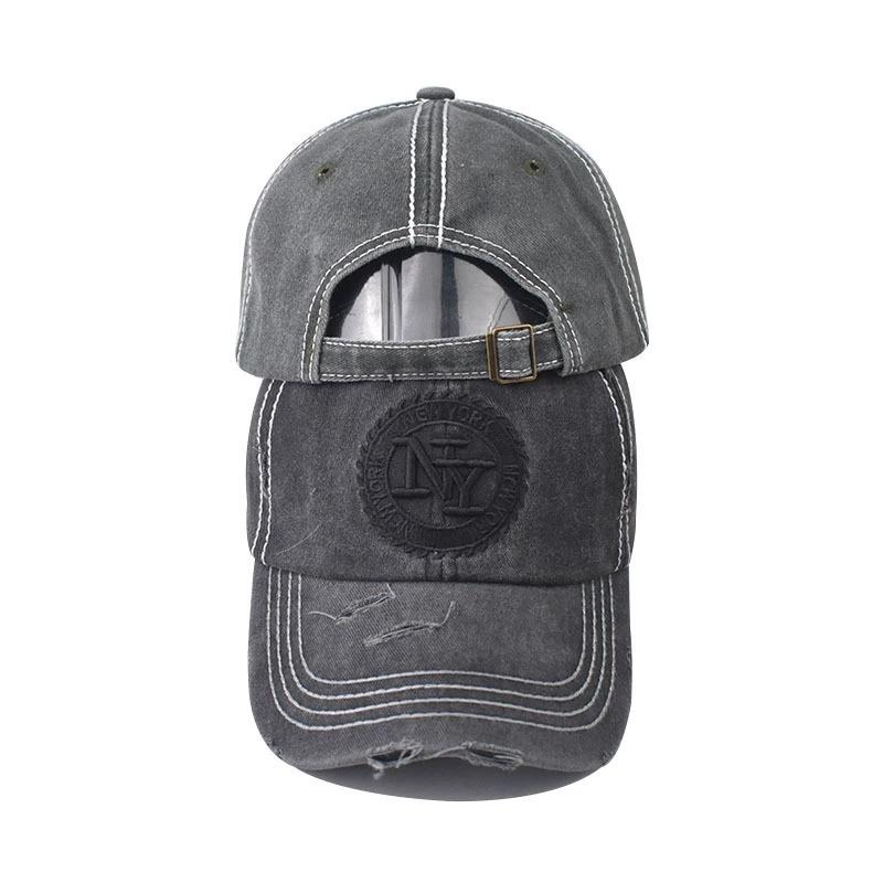 Distress Embroidered NY Letters Baseball Hats Sunshade New Unisex Versatile Retro Broken Style Peaked Caps Fashion Personal Ins