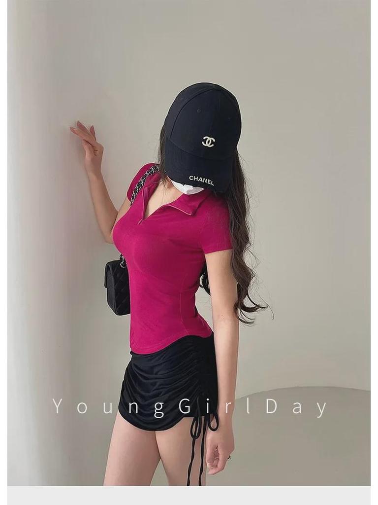 Women’s 2024 Summer Slim-Fit Zipper Polo Top