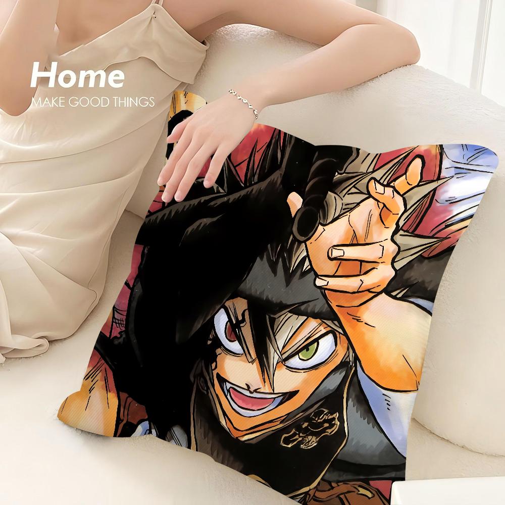 Cartoon Black C-Clover Pillow Case Sofa Decorative Home Double-sided Print Plush Square Throw Pillow Covers Cushion Decor Cover