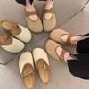 Fashion Crestar Women's Flat Slippers with Adjustable Buckle Fashion Suede Mules 2025 New Soft Bottom Sandals Lady Casual House Slides