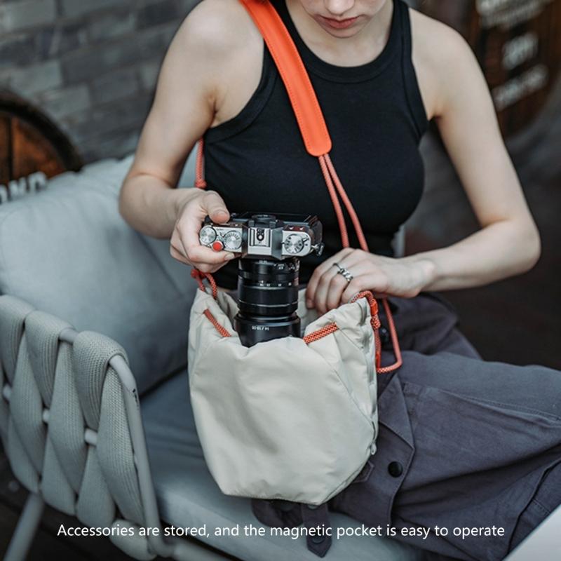 Camera Bag Camera Case Drawstring Soft Camera Bag with Adjustable Strap Vintage DSLR Lens Case Gadget for Travel