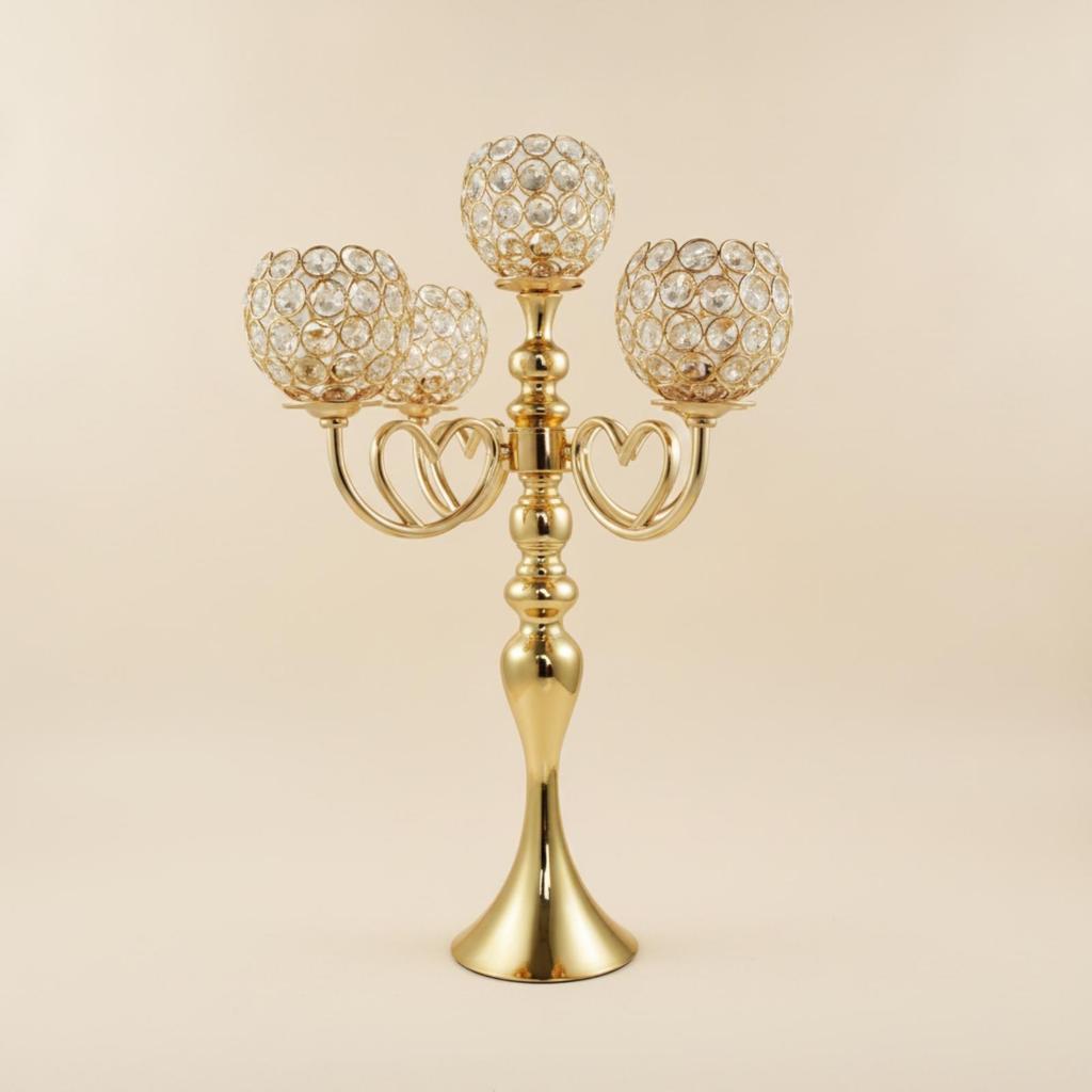 Candelabra with Crystal Beads Toned Centerpiece Electroplated Candle Holder Five