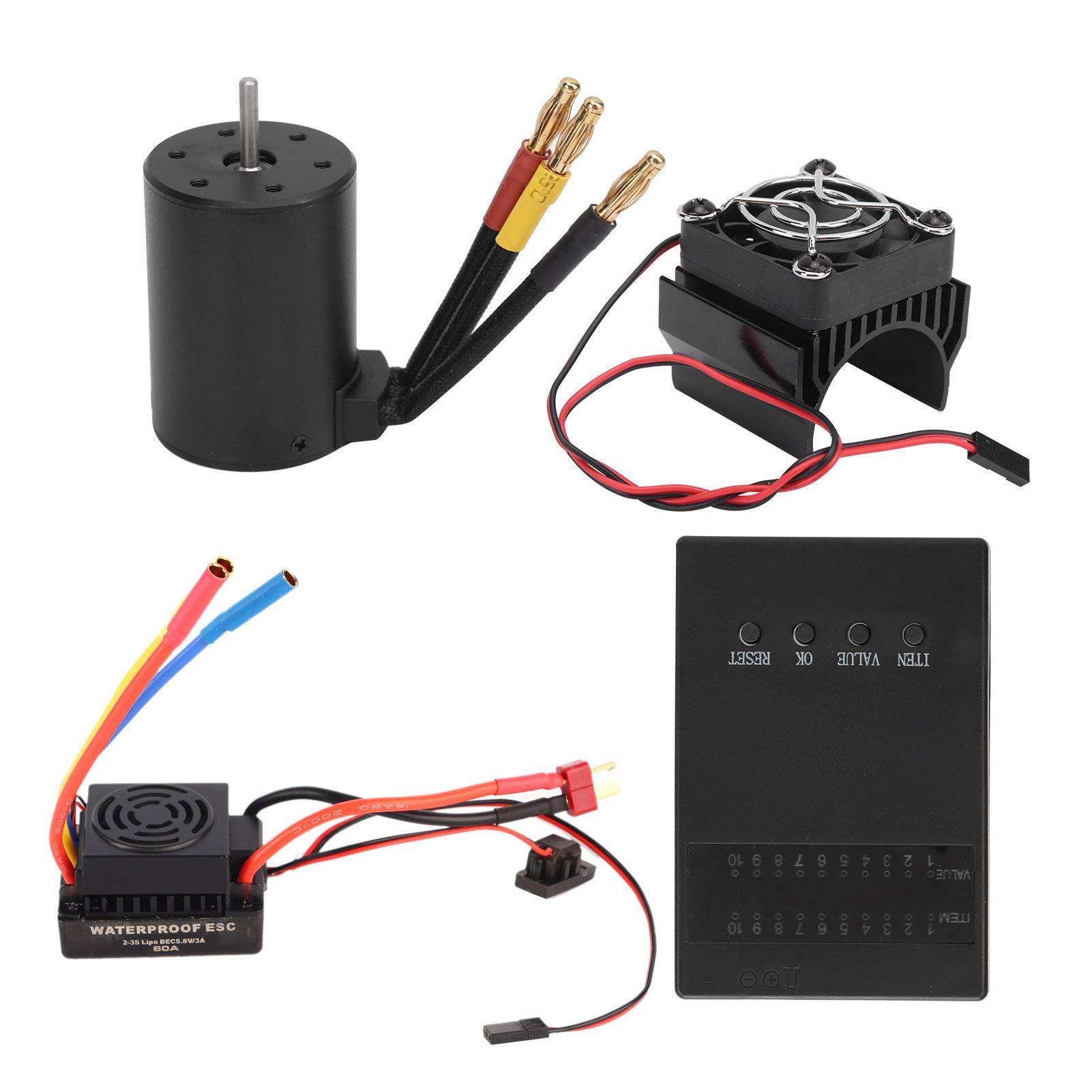 

Безколекторний двигун 3650 3600KV 60A ESC Карта програмування Радіатор Комбо-набір для 18 110 RC автомобіля