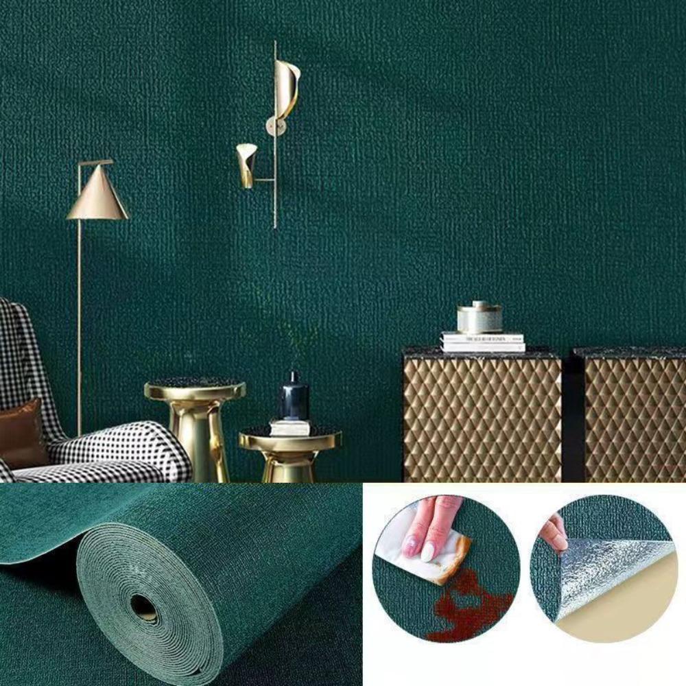Self-Adhesive Bedroom Wallpaper 3D Linen Texture Renovation Wall Stickers Foam Wall Panel