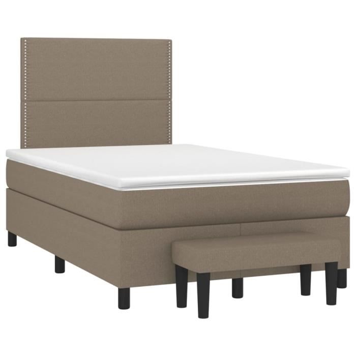 3136505 vidaXL Lit à sommier tapissier avec matelas Taupe 120x200 cm Tissu