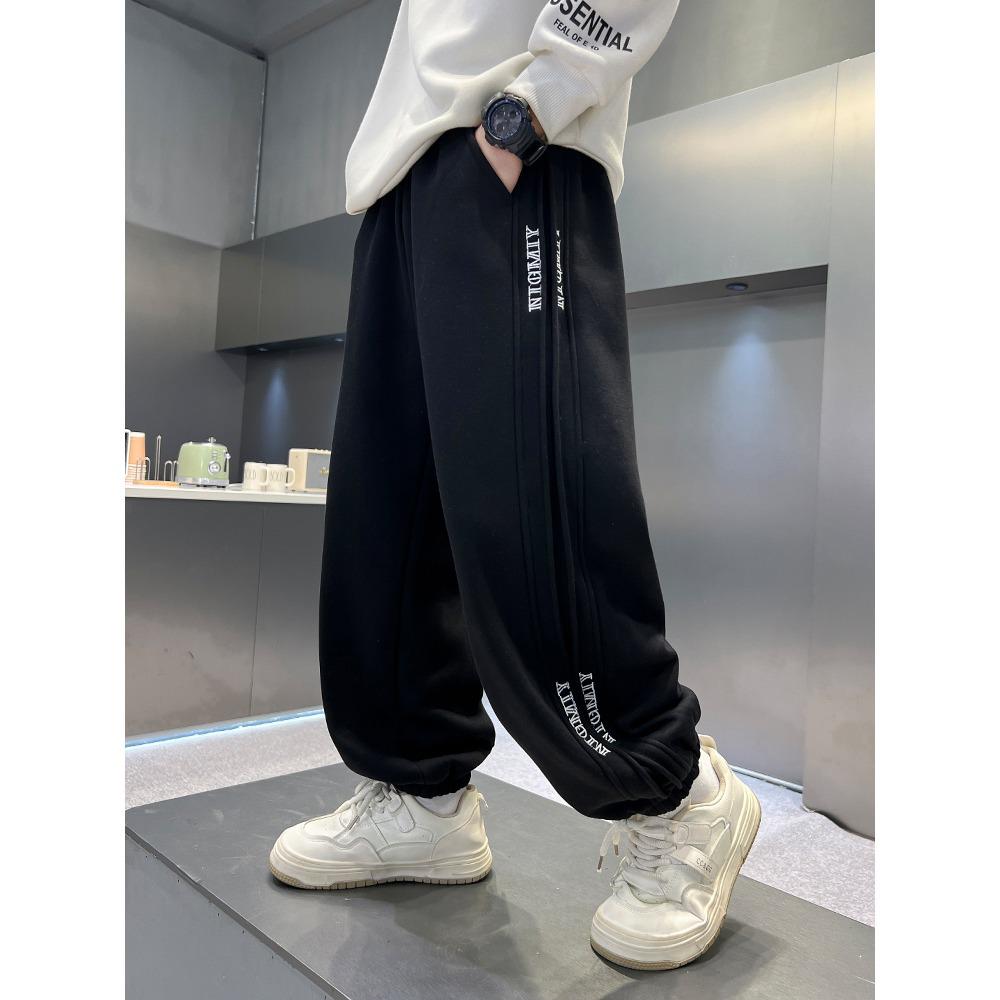 Boys' Thickened Plush Sweatpants - Autumn/Winter 2025 Collection: Casual and Sport Long Pants for Children