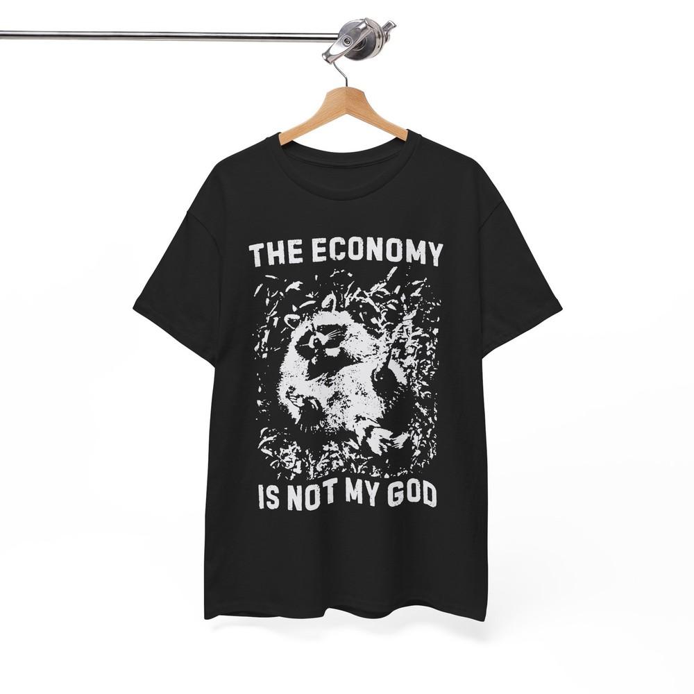 Anarchist Raccoon Economy is not my God Tee Leftist Trash Punk Unisex Tee Unisex T-Shirt M