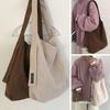 Large Capacity Corduroy Shoulder Bag Cotton Cloth Solid Color Shoulder Bag  All-match
