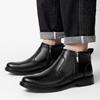 Fashion Men's Genuine Leather Side Zipper Boots Stylish Casual Ankle Booties Men Comfortable Slip-On Chelsea Boots Trendy Winter Shoes