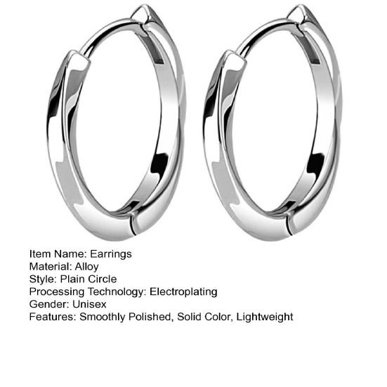 1 Pair Small Huggie Earrings Smoothly Polished Alloy Unisex Solid Color Earrings Lightweight Casual Hoop Earrings for Dating Commuting Party