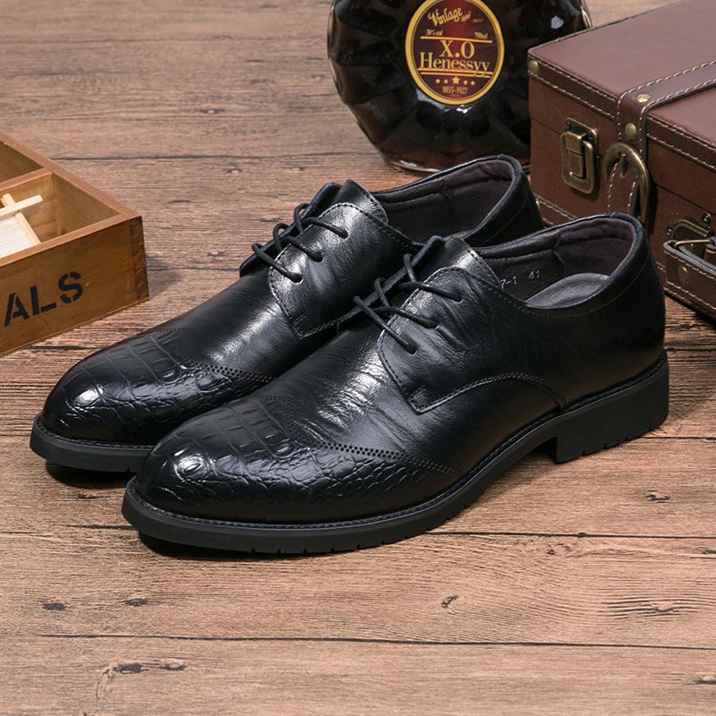 Fashion Men Oxford Genuine Leather Rubber Dress Shoes Brogue Lace Up Flats Male Casual Shoes Formal Business Wedding Shoes