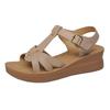 Fashion Fashion Cross Strap Open Toe Sandals Women New Buckle Med Heel Wedge Sandals Female Summer Non-Slip Pu Leather Sandalias Mujer