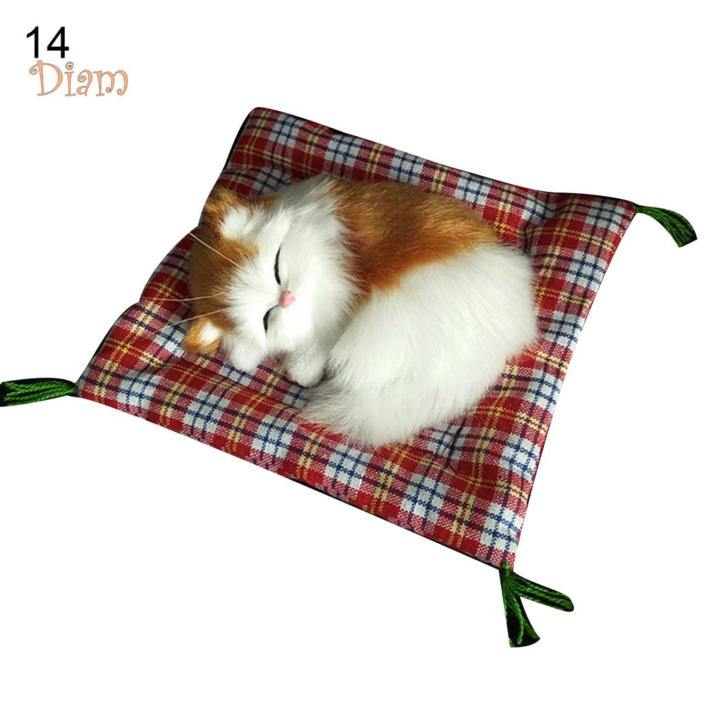 Jucărie de păpușă de pluș cu sunet de pisică drăguță de simulare de ursuleț cu covoraș de dormit pentru decorarea casei